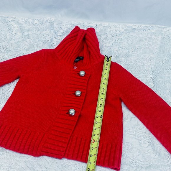 Women's Classy Knit Button Down Sweater INC Lipstick Red Light Jacket Small - Picture 11 of 12